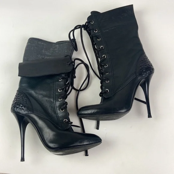 Euc Giuseppe Zanotti Black Lace Up Stiletto Boot I-18 - Picture 12 of 16